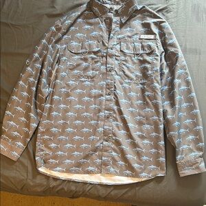 Realtree Brown and Blue Casual Button Down Shirt